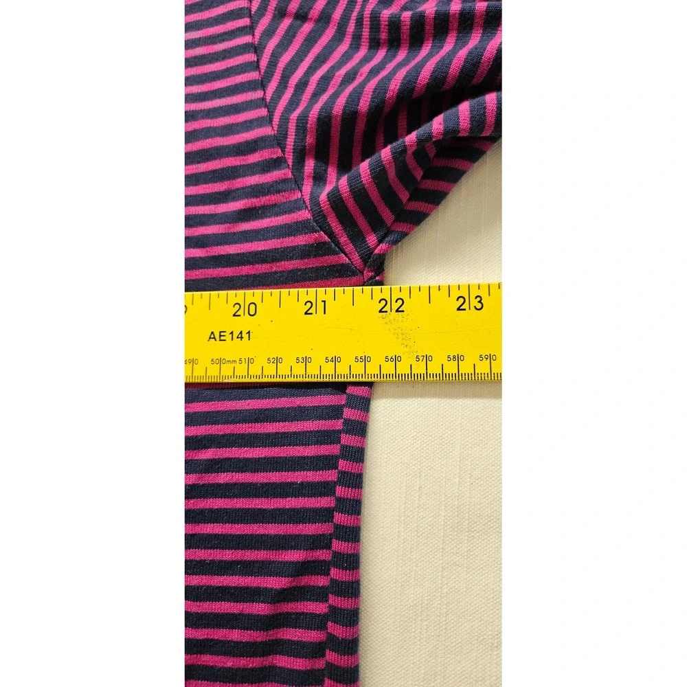 Vtg. Carriage Court Mens L Striped Henley Shirt Purple Navy Long Sleeve USA Made